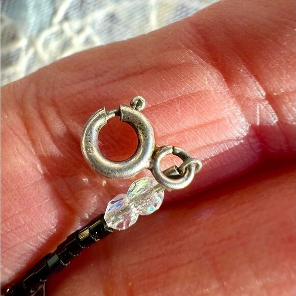 Vintage Dainty Sterling & Crystal Bracelet Anklet - Picture 7 of 13